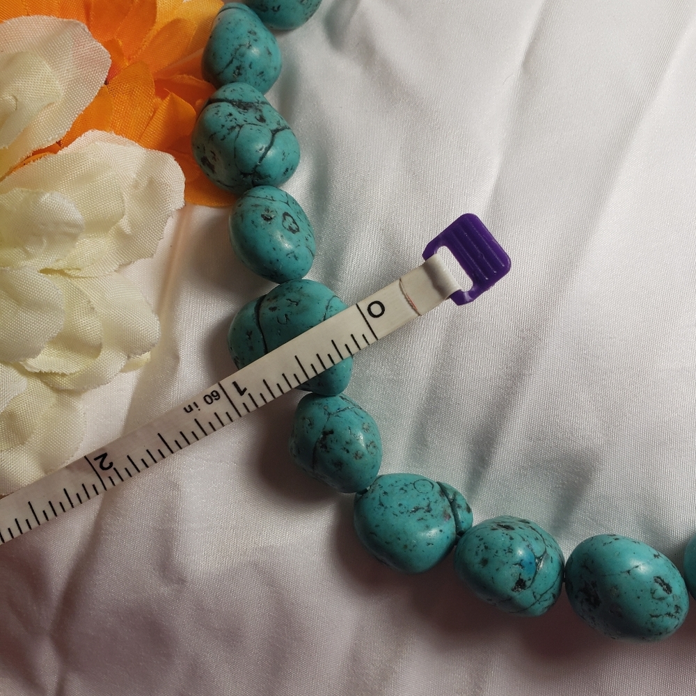 SALE!! Chunky Faux Turquoise Necklace - Picture 6 of 7